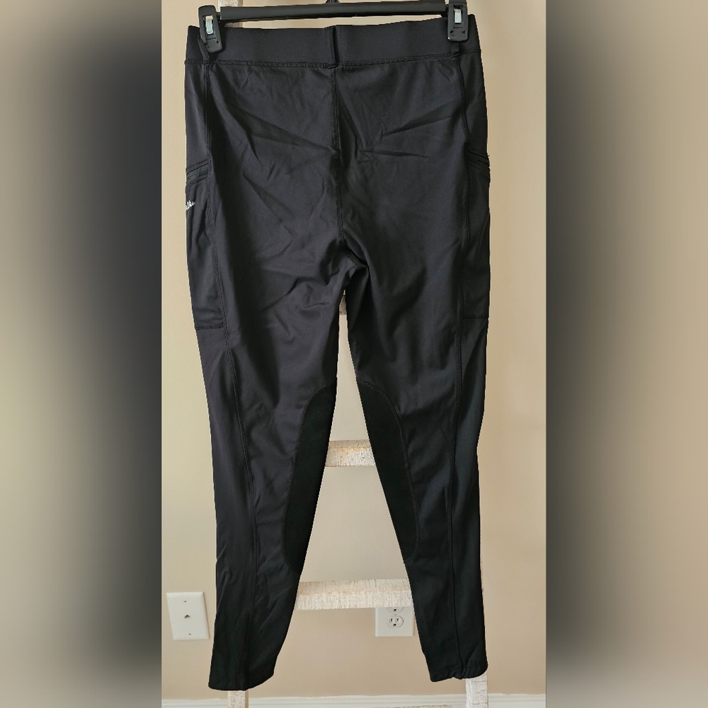 WILLIT Black Equestrian Riding Tights High-Rise Knee Patch Belt Loops Zip Large